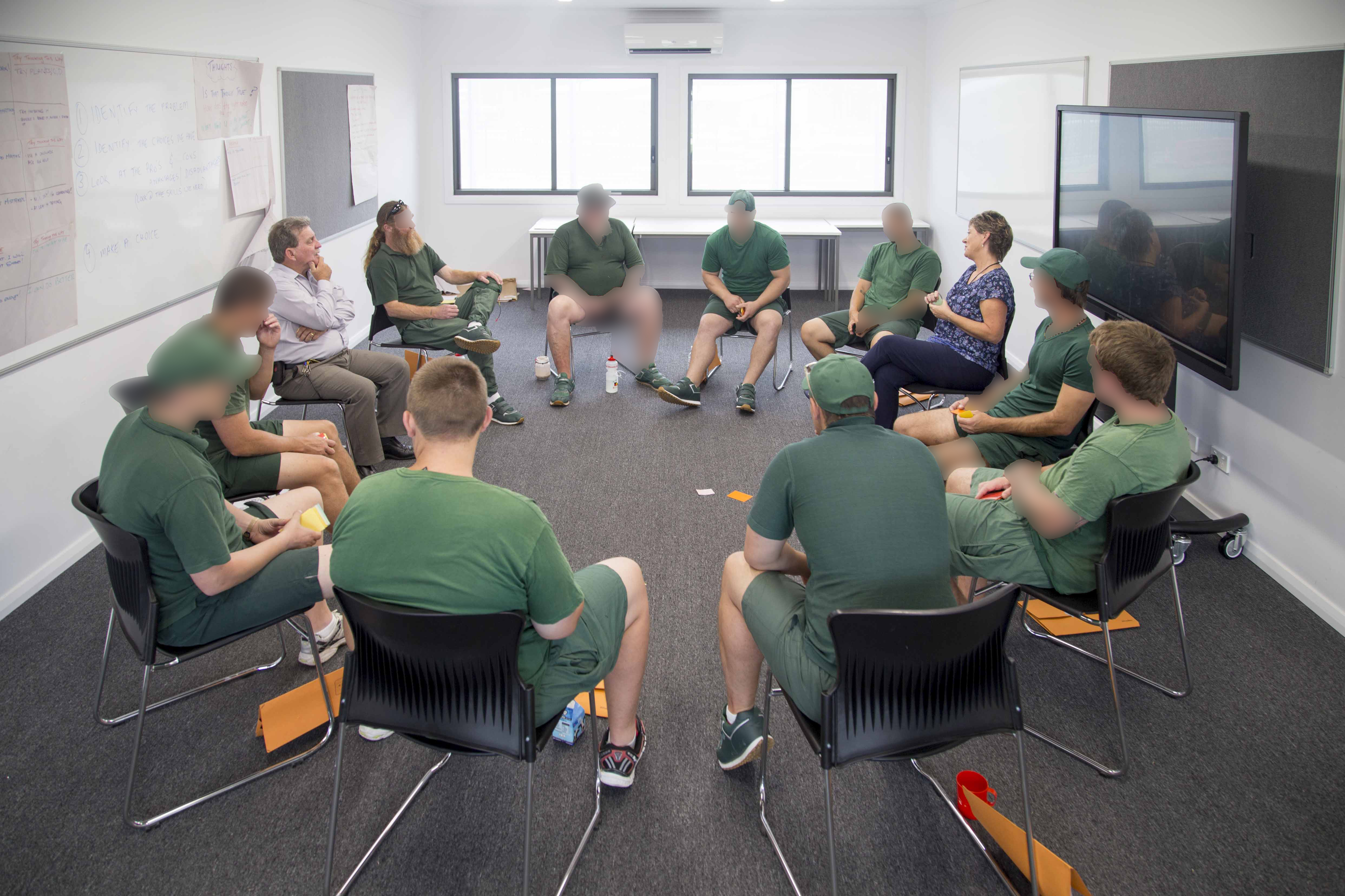 Inmates participating in a rehabilitation program