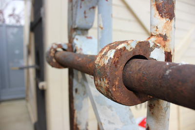 Photo of original hand-forged steel gates