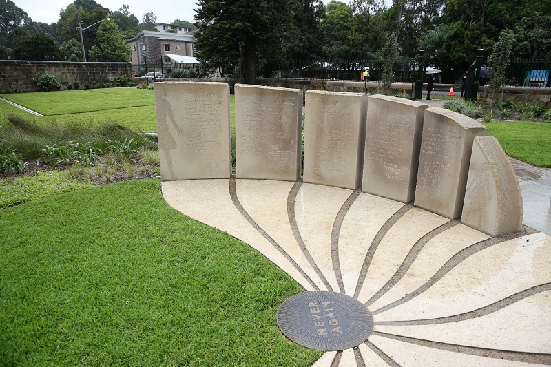 Parramatta Girls' Home Memorial wall surrounded by park